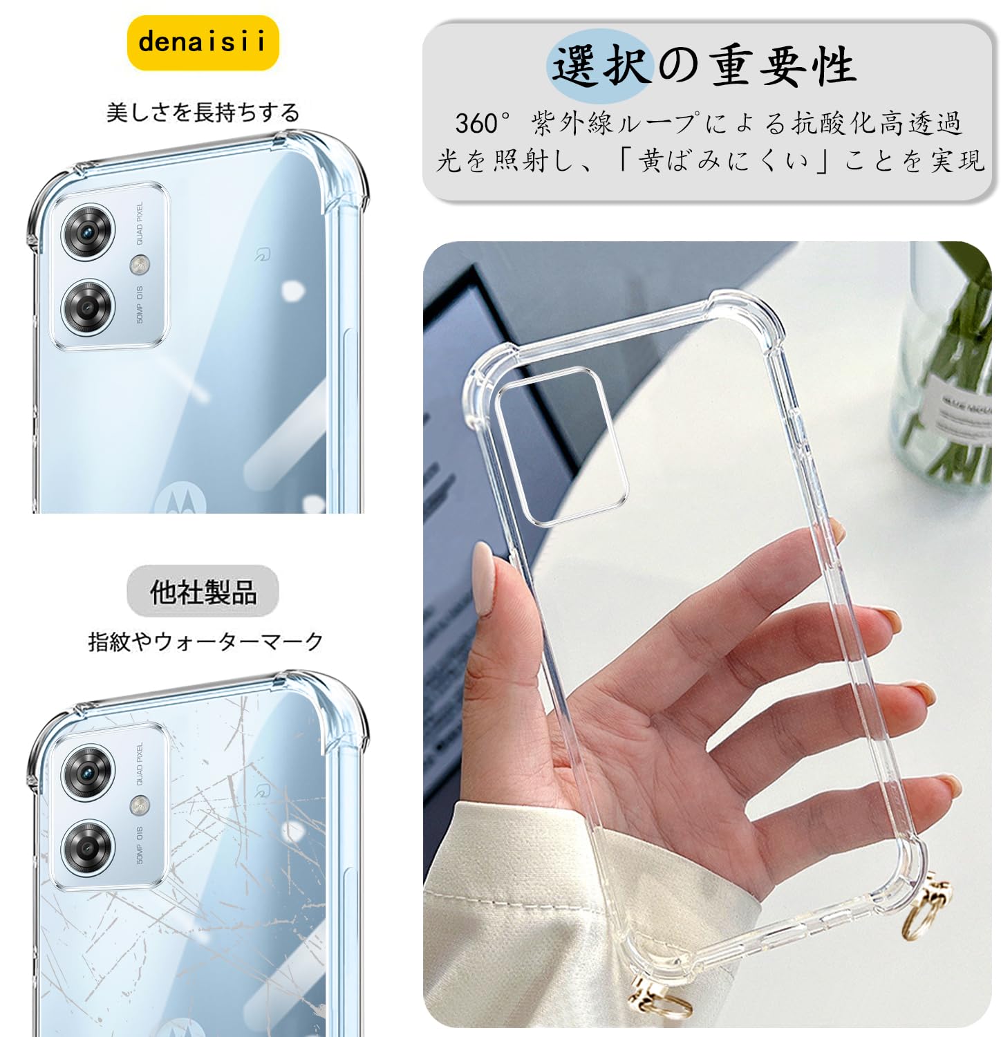 Amazon.co.jp: Denaisii Moto G64 5G ケース クリア ショルダー Moto